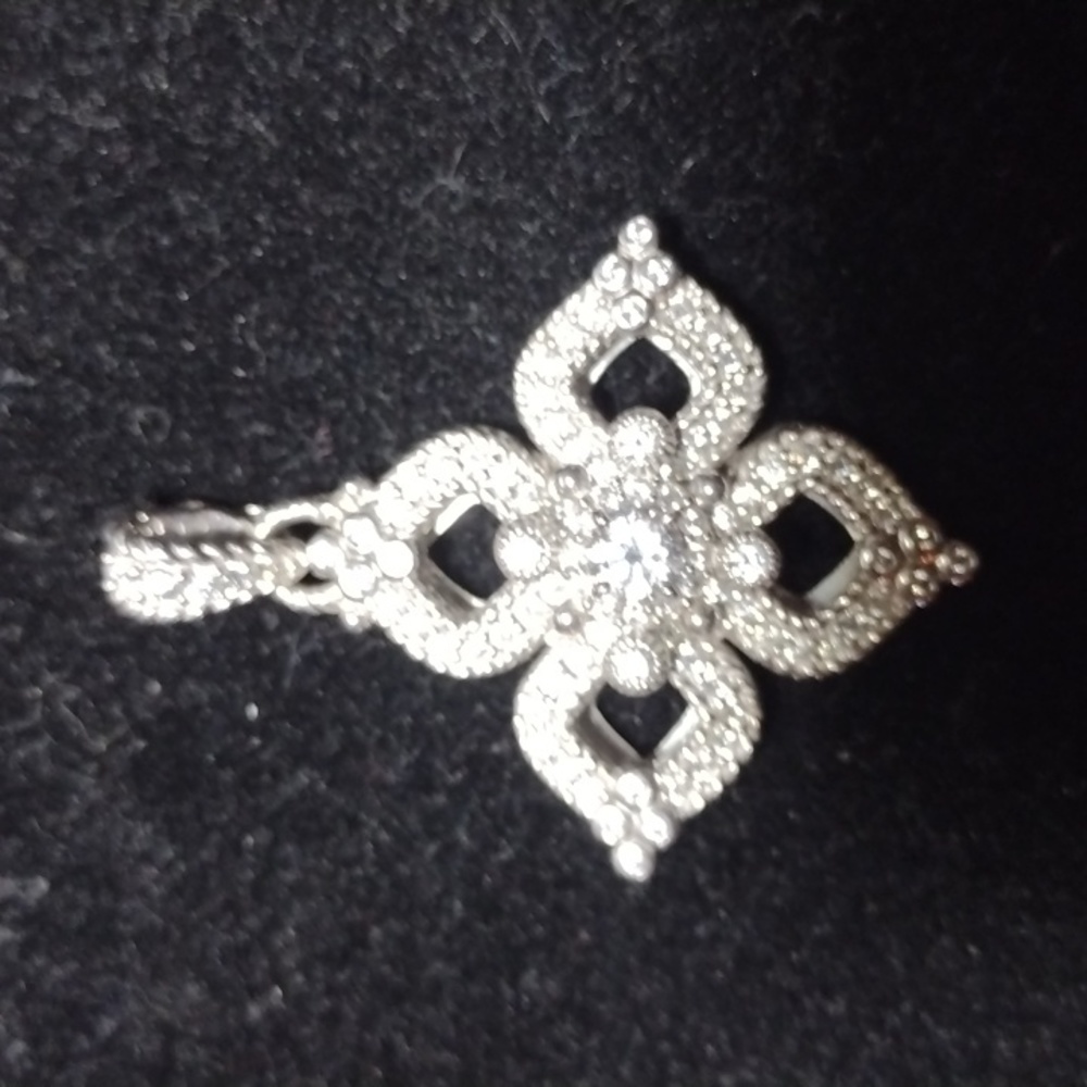 Judith Ripka SS Diamonique Enhancer Pendant Lotus Flower